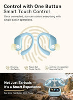 Wireless Earbuds, ANC Noise Cancelling Sport Ear Buds with Multifunctional Touch Screen, Bluetooth 5.4 Headphones, Bass Stereo Sound, 5 EQ Over The Ear Earbuds for Sports/Workout/Gym-Sky Blue
