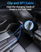 Rocoren 105W 6-Port Multiport Car Charger, PD Fast USB C Car Charger for Multiple Devices,Cigarette Lighter Adapter Car Travel Essentials for Road Trips with 5FT Cable,Car Accessories for iPhone 16/15