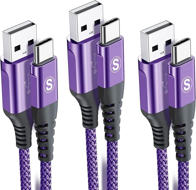 sweguard USB Type C Charger Cable [3-Pack,10ft+6.6ft+3.3ft] iPhone 16 Charger Nylon Braided Cord for iPhone 16 15 Pro Max Plus Samsung Galaxy S24 S23 S22 S21 S20 S10 Note 20 10 A54 Pixel LG Moto PS5