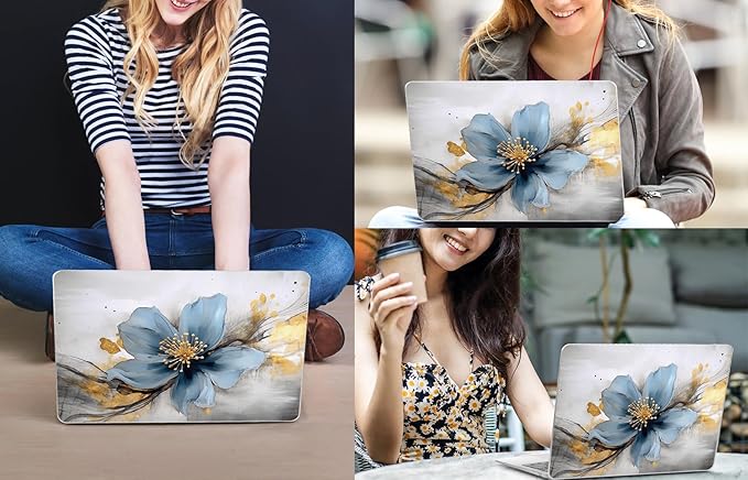 CISSOOK for MacBook Air 13.6 inch Case 2025 2024 2023 2022 Release Model A3240 A3113 A2681, Laptop Hard Shell Cases with Keyboard Cover Type C Adapter for MacBook Air 13 M2 M3 M4, Retro Golden Floral