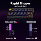 P1 HE 75% Wireless Custom Mechanical Gaming Keyboard with Gateron Double-Rail Magnetic Switches Knob Version, QMK 2.4 GHz Bluetooth 5.2 RGB Backlight Compatible with Mac Windows Linux-Black