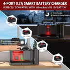 500W Pure Sine Wave Power Inverter for Milwaukee M18 18V Battery, 4-Ports DC 18V to AC(2 Outlets) 120V Car Charger Plug Inverter Adapter Converter for Camping, Emergencies(Tool Only)