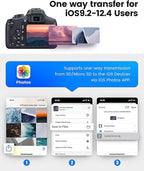 Lightning to SD & TF Card Reader Adapter, Apple MFi Certified 2 in 1 Micro SD TF Memory Card Dual Slot Dongle Cord for iPhone 14 13 12 11 X XS XR 8 7 Plus, iPad, Plug and Play