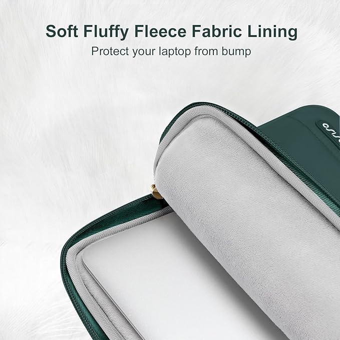 MOSISO 13.3 inch Laptop Case, 13-13.3 inch Puffy Laptop Sleeve Compatible with MacBook Air 13 13.6 M4 M3 M2 M1/Pro 13/Pro 14, HP Dell ASUS Lenovo,Polyester Horizontal Bag with Small Case,Peacock Green