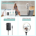 Aureday 14inch iPad Ring Light with Tripod Stand, 62inch Selfie Tripod Light Ring with Phone&Tablet Holder for Recording, 20W LED Circle Light with Wireless Remote for Tiktok, Makeup, Live Streaming