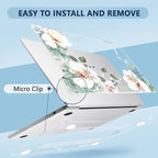 Compatible with MacBook Air 13.6 inch Case, M4 A3240/M3 A3113/M2 A2681 (Released 2025 to 2022), Hard Shell, Keyboard Cover, Screen Protector, Webcam Cover & Type-C Adapter, White Alstroemeria