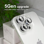 Choiche Compatible for iPhone 16 Pro/iPhone 16 Pro Max Camera Lens Protector, Bling Camera Cover with 9H Tempered Glass Lens Screen Protector Metal Ring Decoration Accessories(Clear-Silver)