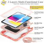 SEYMAC stock Case for iPad (A16) 11th/10th Generation 11''/10.9'' 2025/2022, Full-Body Drop Protection Case with Screen Protector &360° Rotate Hand Strap/Stand, Camo Pink