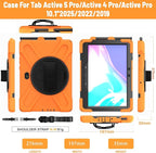Rantice Case for Samsung Galaxy Tab Active5 PRO /Active4PRO /Active PRO 10.1, Shockproof Drop Protection Case with 360 Stand, Hand Strap & Shoulder Strap for SM-X350/X356B/T540/T547/T630/T638(Orange)