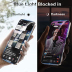 Fotbor [3+3 Pack for iPhone 16 Pro Screen Protector, Anti-Blue Light, [Eye Protection] 9H+ Tempered Glass with Camera Lens Protector Anti-Glare