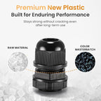 QILIPSU 50pcs 1/2" NPT Cable Gland Waterproof IP68 Nylon Cable Pass Through Cord Grip Connector Strain Relief Wire Grommet