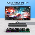 USB Computer Speakers,Computer Speakers with 3.5 mm aux,Wired USB Powered & Colorful LED Lights with Switch Button,Surround Sound Portable SoundBar for Monitor Laptop Phone(Black)