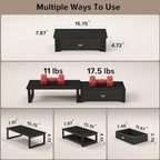 WOHOMO Dual Monitor Stand Riser with Drawers, Desk Organizers for 2 Monitors, Desktop Storage Stand for Computer,Laptop,Black