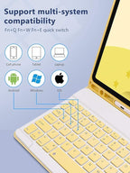AnMengXinLing Keyboard Case for iPad mini 7th(A17 Pro) 2024/Mini 6th Generation with Mouse,Case for iPad mini7/mini6 with Detachable Wireless Keyboard Pencil Holder Slim Smart Cover, Yellow