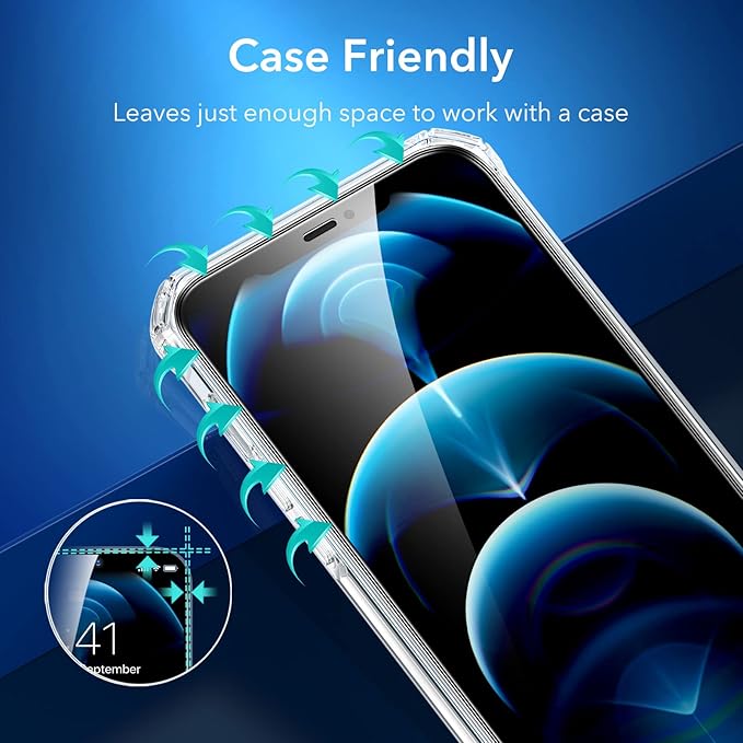 ESR 3 Pack for iPhone 12 Pro Max Screen Protector, 9H Hardness Tempered Glass Scratch Resistant with Easy Installation Frame compatible with iPhone 12 Pro Max 6.7", Case-Friendly