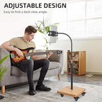 wishacc Tablet Floor Stand for Bed - Gooseneck Tablet Holder Mount with Adjustable Height and 4 Wheels, Compatible with iPad mini Air Pro 12.9/9.7, Galaxy Tab, Kindle, Cell Phones (4.7"-13")