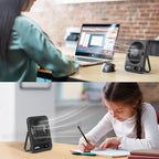 WHATOOK Small Desk Fan Personal Fans: 2000mah 10 Hours Battery Office Quiet Mini Desktop Fan Portable Rechargeable Travel Essentials