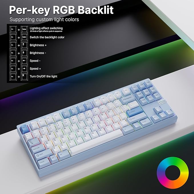 Chilkey ND TKL Aluminum Mechanical Keyboard, 87 Keys Tenkeyless Wireless Gaming Keyboard, Tri-Mode BT5.3/2.4GHz/USB-C PBT Keycaps Hot Swappable Custom Key Board for Windows Laptop Office PC