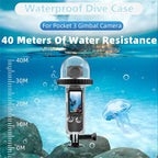 Generic 40M/131FT Dive Case Compatible for DJI Osmo Pocket 3 Waterproof Case Protective Underwater Diving Housing Cover Shell with Accessories for Osmo Pocket 3 Action Camera