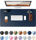 YSAGi Leather Desk Protector, Office Mat, Large Mouse Mat, Non-Slip PU Leather Blotter, Laptop Desk Mat, Waterproof Writing Pad for Office and Home (Dark Blue, 23.6" x 13.8")