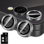 for Samsung Galaxy Z Flip 7 Camera Lens Protector, Individual Metal Ring Tempered Glass Lens Cover, [Strong Adsorption] Scratch Resistant Ultra-Thin HD Clear Lens Cover, 1 Set-Black