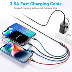 5 in 1 Multi Charging Cable 3.5A, Multi Fast Charging Cord USB A/C to Type C/Micro USB/Lightning Universal Braided Charger Cable,Multi Charger for Cell Phones,iPhone,Galaxy (2, Black, 4Feet)