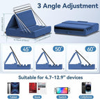 KDD Tablet Pillow Holder, Foldable iPad Stand for Lap, Bed and Desk -Tablet Soft Pad Dock with Pocket & Stylus Mount Compatible with iPad Pro 12.9, 10.5, 9.7 Air Mini 6 5 4 3, Galaxy Tab,E-Reader