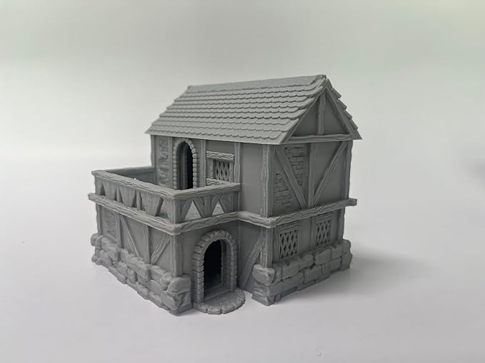 Paintable Tabletop Miniature Little Town Building Terrains Compatible with RPG War Games - 18mm Scale Dioramas Building Set Scenery with Medieval Architecture Style by HAUTICO (HVillageHouses4-1)