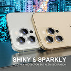 Choiche [3+1 for iPhone 14 Pro/iPhone 14 Pro Max Camera Lens Protector Bling, 9H Tempered Glass Camera Cover Screen Protector Metal Ring Decoration Accessories (Diamond-Silver)