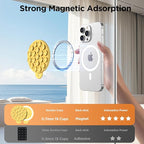 Magnetic Suction Cup Phone Mount for MagSafe Case, Silicone Hands-Free Grip Holder for iPhone and Android, Mirror Shower Phone Stand for Makeup FaceTime Gym Kitchen Bathroom, Yellow