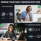 Yealink UH38 Bluetooth USB Wired Headset, Work Headset with Noise Cancelling Microphone, Teams Certified, Comfort Fit, Dual Connect for PC Computer & Mobile Devices, Dual Busylight