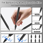 Pencil 2nd Generation for iPad 2018-2024 with Magnetic Wireless Charging Compatible with Apple iPad Pro 13”(M4)/12.9”/11”,iPad Air 6(M2)/5/4/3,iPad mini 7(A17 Pro)/6/5,iPad10/9/8/7/6 Black