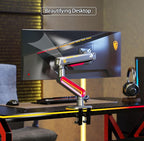 RGB Gaming Monitor-arm for Flat/Ultrawide/Curved Monitors 32 to 60 inch, Heavy Duty Stand Load up to 20 kg, VESA 75/100 mm Monitor-Mount L60