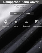 Stretchy Electric Piano Keyboard Covers - Waterproof Elastic Lock Music Keyboard Protector (61 Keys, Black)