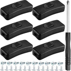 6PCS Inline Cord Switch AC 250V 2A Appliance Switch Replacement Button Control Rocker ON Off DPST with Cross Screwdriver Screw, for Bedroom Table Lamp Desk LED Lights OJ-318 Black