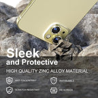 beuxece for iPhone 15/iPhone 15Plus Camera Lens Proprotector, Metal Camera Screen Proprotector Cover Accessories, Case Friendly, HD Tempered Glass,Drop Protection, Easy to Install,Yellow