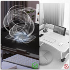 Laptop Lap Desk with Cooling Fan - Adjustable with Light, USB, Storage Drawer - Folding Bed Desk,22.04"*12.59",Black