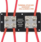 400A Bus Bar 8 M10 (3/8 inch) Terminal Studs Modular Design Tin Plated Copper Distribution Block Positive Pole Electrical Buss Bars 12-48 V DC with Cover for Trailer Marine Boat Car RV