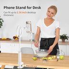 Gooseneck Kindle Holder for Reading in Bed - [Anti-Slip] Phone Holder for Bed, Kindle Paperwhite Stand Accessories, Overhead Cell Phone Clamp Mount for Desk, for Tablets 4-10 inches