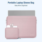 MOSISO Laptop Case 14 inch, 14 inch Laptop Sleeve Bag Compatible with HP Lenovo Dell ASUS Acer, HP Stream, Dell Latitude, Lenovo IdeaPad, Neoprene Computer Sleeve Bag with Small Case, Baby Pink