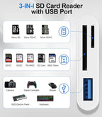 SD Card Reader for iPhone iPad Mac, Digital Camera Adapter to iPhone Lightning & USB C Dual Connector, Trail Camera Memory Card Viewer with SD/Micro SD/USB-A 3 Slot, No App Plug and Play