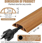 Floor Cord Cover Self Adhesive Cord Hider,10FT Cable Management, Extension Strip Protector for Wires, Prevent Cable Trips for Offices, Gyms, Exhibitions Cavity:0.51"(W) x 0.3"(H) Brown Wood