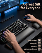 ASFSKY Keyboard and Mouse Wrist Rest Set - Memory Foam & Wooden Base Ergonomic Wrist Support Pad with PU Leather Cover, Non-Slip, Durable & Easy-to-Clean Wrist Cushion for Office, Gaming Desk