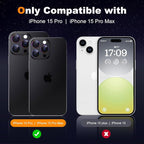 Hoerrye [3+1] for phone 15 Pro Max/phone 15 Pro Camera Lens Protector, [Keep Lens Original Design] [Truly Shatterproof] 9H Tempered Glass Camera Cover Screen Protector Accessories,Colorful 2 Pack