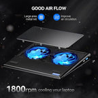 TECKNET Laptop Cooling Pad, 12"-15.6" Laptop Cooler, Gaming Laptop Cooling Stand, Wind Speed Adjustable, 2 USB Powered Laptop Fan Cooling Pad for Laptop Within 16 Inch (Blue)