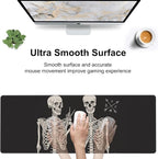 Human Skeletons Best Friends Desk Mat,Large Gothic Human Skeleton Gaming Keyboard Mouse Pad,Non-Slip Rubber Base Desk Pad Thick Stitched Edges Waterproof Mousepad Mouse Mat 31.5"x11.8"