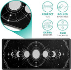 Sun Moon Gaming Mouse Pad Black Large Mouse Pad for Keyboard and Mousepad Desk Mat with 3mm Non-Slip Base and Stitched Edge for Gaming and Office Computer Mat Protector Mat 31.5x11.8 Inch