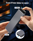 ORICO M.2 NVMe SSD Enclosure Aluminum Tool-Free Adapter, 10Gbps USB3.2 USB-C M2 Reader for M.2 PCIe NVMe M-Key 2230/2242/2260/2280 SSD, Thunderbolt 3 Compatible, External Case Support UASP Trim-BM2G2