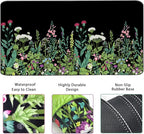 Keyboard Mouse Pad Set, Extended Mouse Pad+Keyboard Wrist Rest Support, Memory Foam Ergonomic Easy Typing, 3Pcs (35.4×15.7 in) Desk Pad Set for Home Office Study Game - Weeds