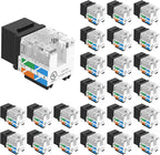 VCE UL Listed Cat6 RJ45 Keystone Jack Insert 25-Pack, 90 Degree Punch Down Keystone Jack Adapter Slim Profile Black